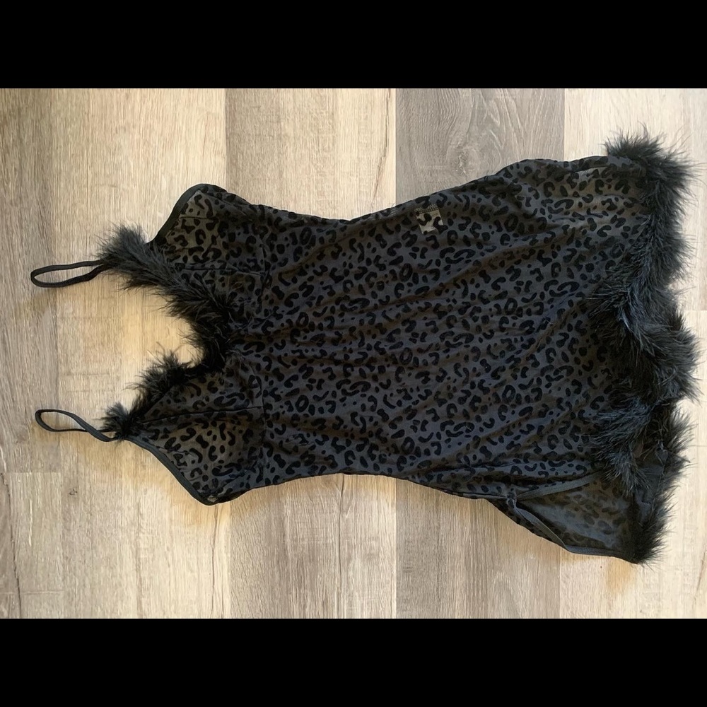 Black leopard print thong and dress set is the wild cats meow!